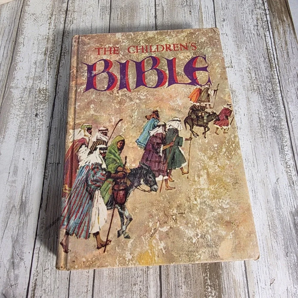 Vintage 1968 Catholic Holy Bible and Golden Press Childrens Bible Set 2 Books